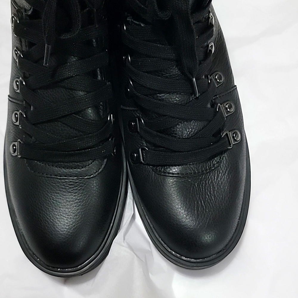 New Cougar Nash Boots Leather Hiking Weatherproof Black Lace Pebbled Lug Sole - Picture 4 of 5